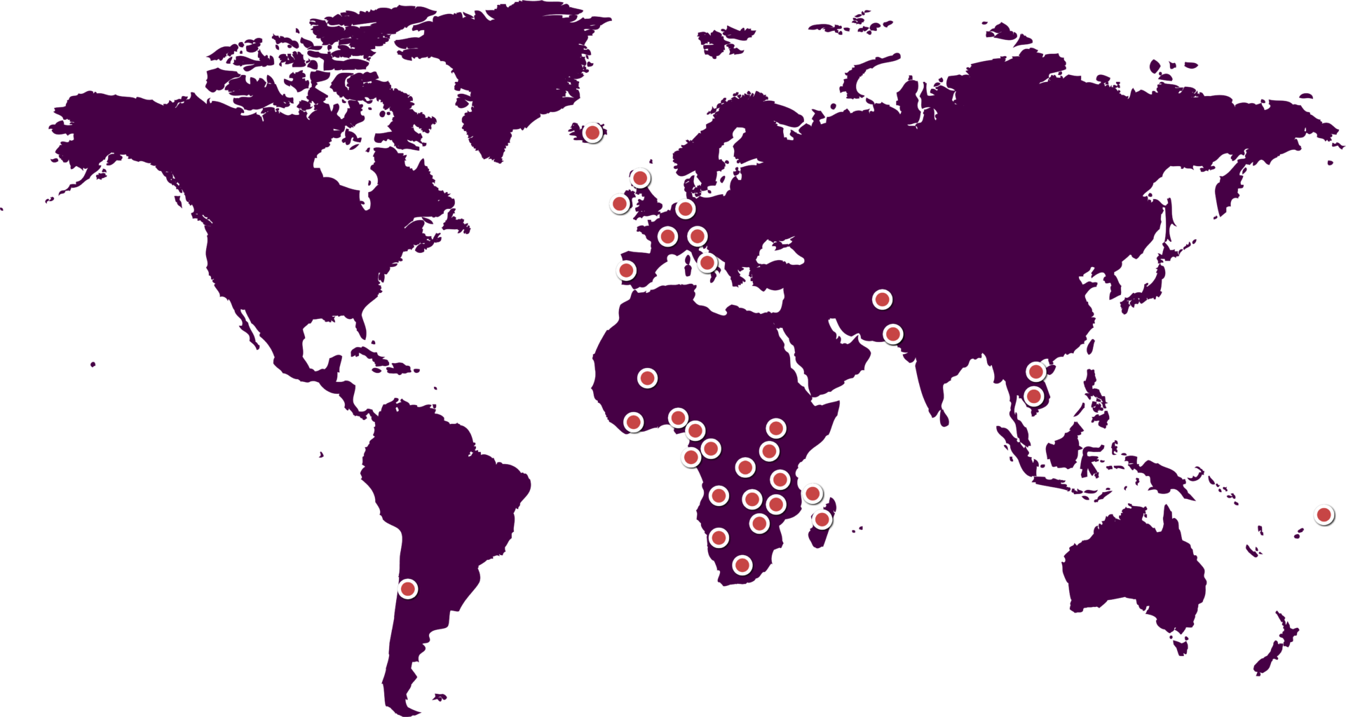 Map of where we work in January 2023